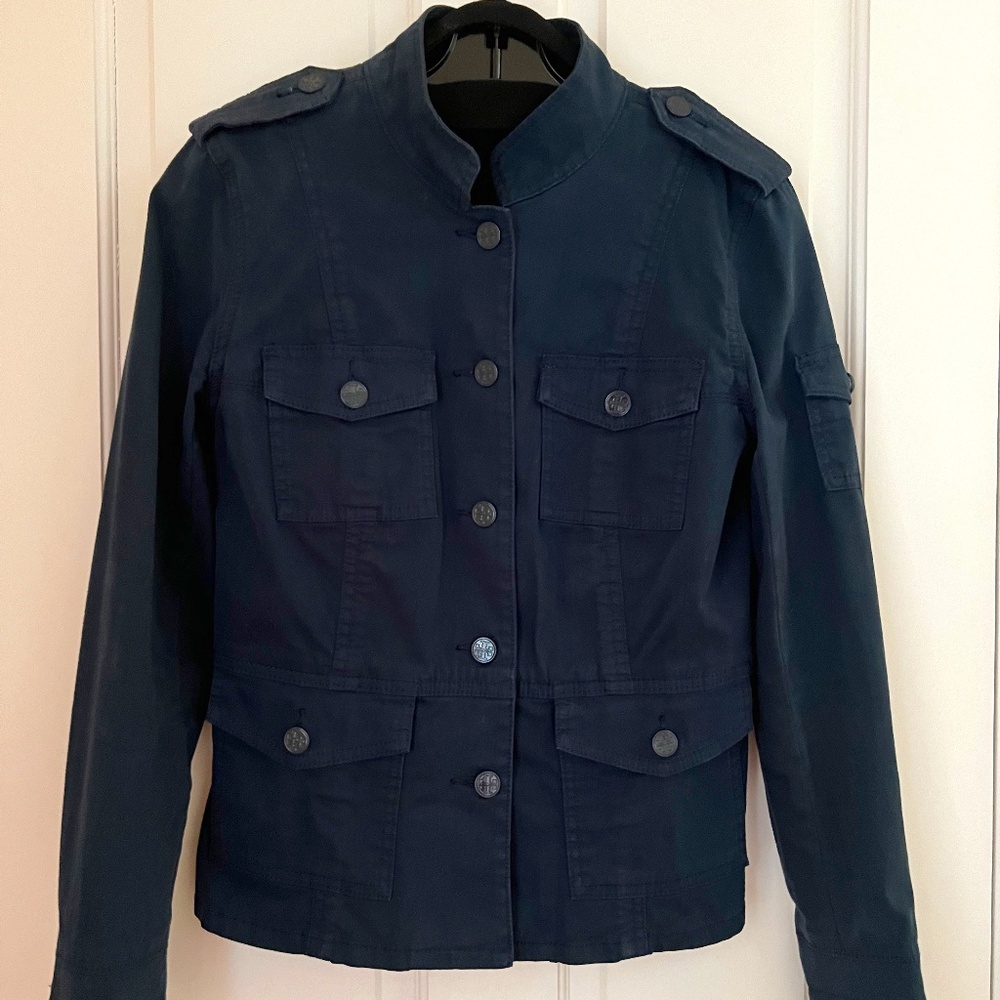 Tory Burch Military Jacket, Size M, Navy Blue